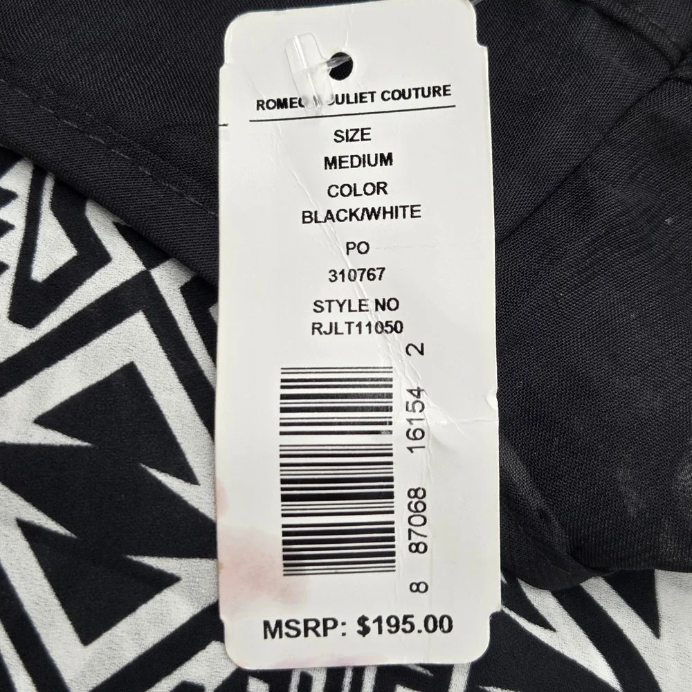 NEW Romeo & Juliet Couture Hi-Lo Dress Medium Sleeveless Geometric Black White
